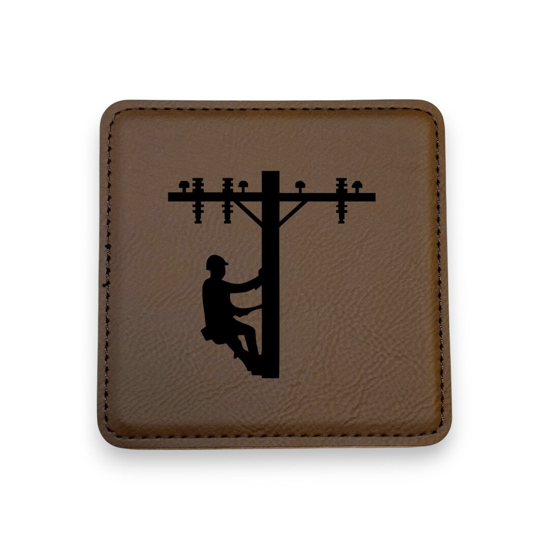 Coaster - Lineman - SET OF 2 - Leather or Stitched Cork Coaster - Lineman - SET OF 2 - Leather or Stitched Cork
